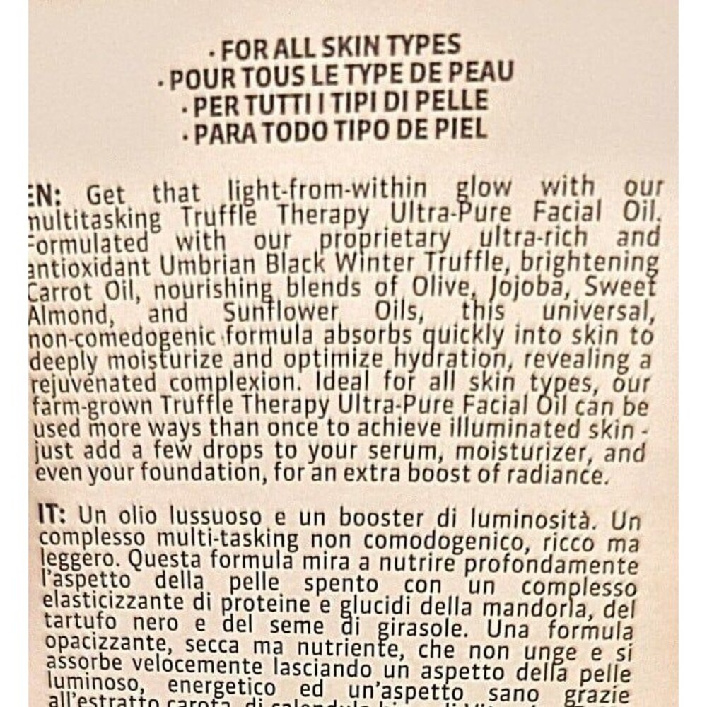 Skin & CO Roma Truffle Therapy Pure Body Oil - Made in Italy - 30ml / 1 fl oz - Picture 4 of 4